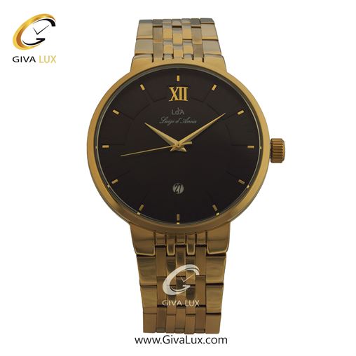 ساعت مچی اورجینال مردانه LdA | لوئیجی د آنا | Luigi d'Ana طلایی | طلایی| مشکی| کد رفرنس 2404